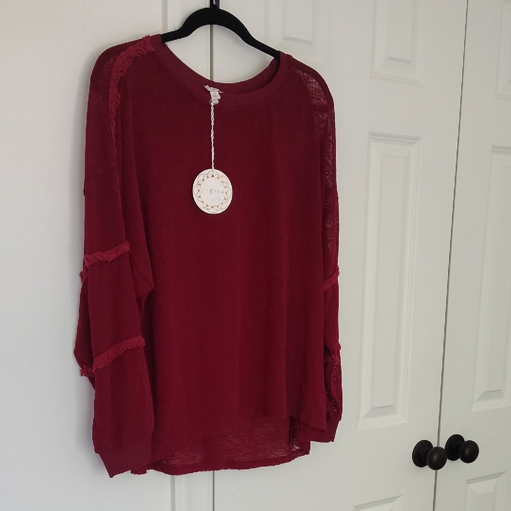 NWT‎ Umgee Blouse Long Sleeve with Fringe Size XL